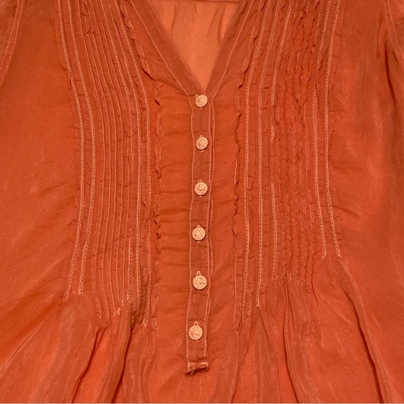 Johnny Was Pandora Long Sleeve Tunic Blouse Peasant Tangerine Orange Size Medium - Picture 2 of 10
